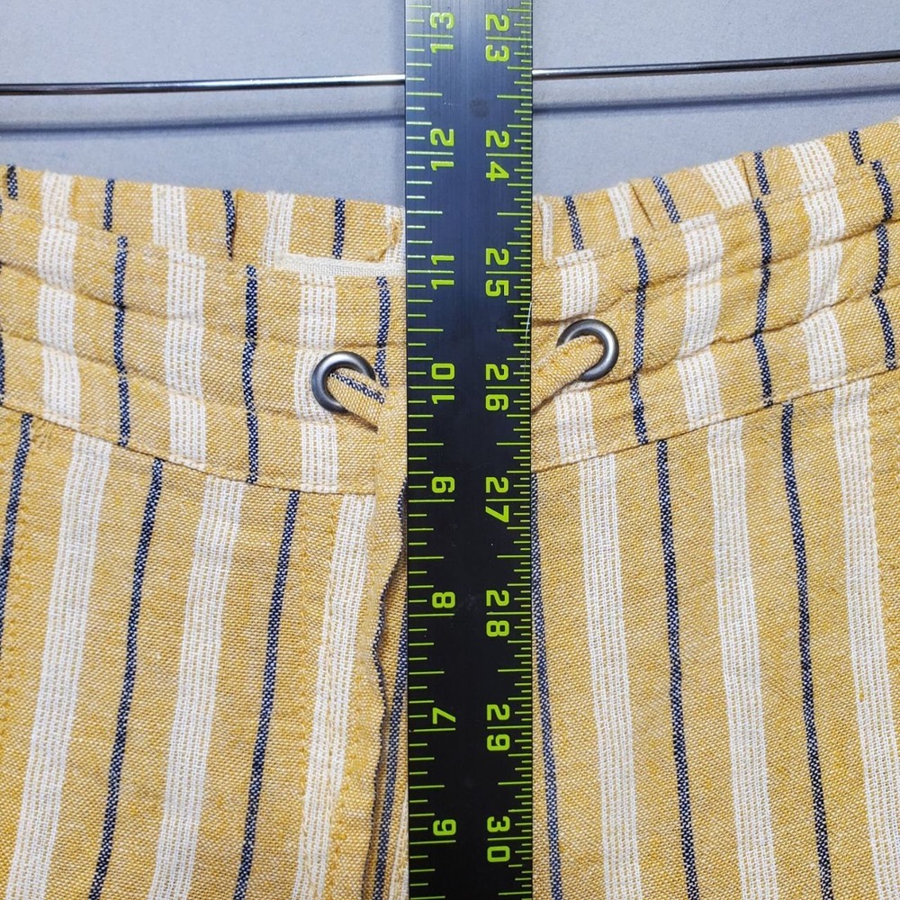 Per Se Linen Blend Striped Pants Womens L Yellow White Drawstring Casual Resort - Picture 11 of 13